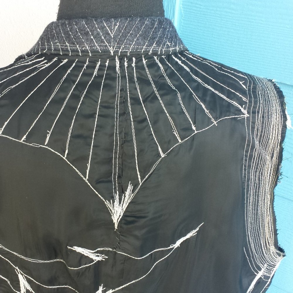 XANADU DESIGNS Black Panther Inspired, Upcycled mens suit coat, made into vest. - Picture 9 of 14